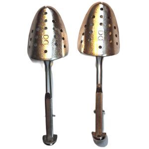 Vintage Ekco Metal Adjustable Shoe Trees Pair Perforated Shapers Stretchers USA